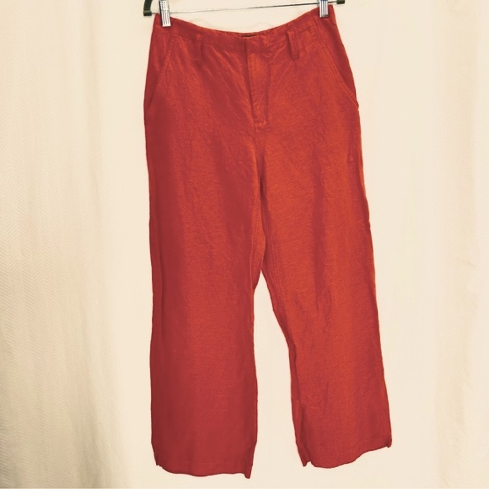 Valette linen straight leg ankle length high rise  pants size 2